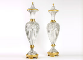 Pair-of-Monumental-Crystal-and-Gilt-Bronze-Covered-Vases-by-Baccarat